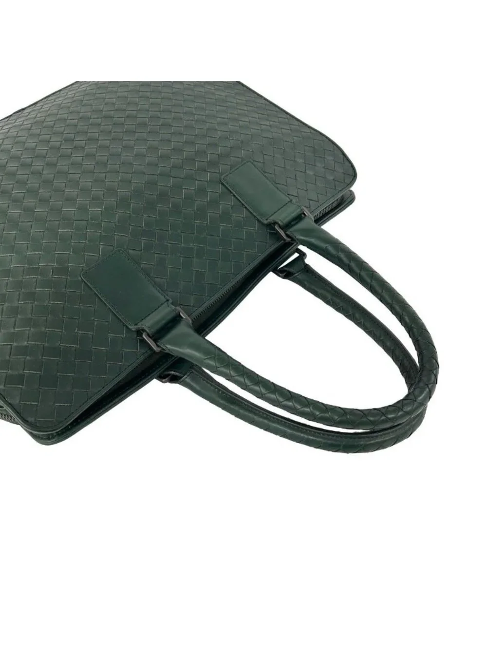 Bottega Veneta Vintage Intrecciato Leather Business Bag Green